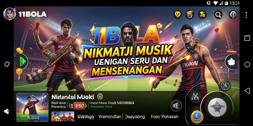 Screenshot gameplay seru dari 11BOLA menampilkan aksi permainan musik yang menyenangkan.