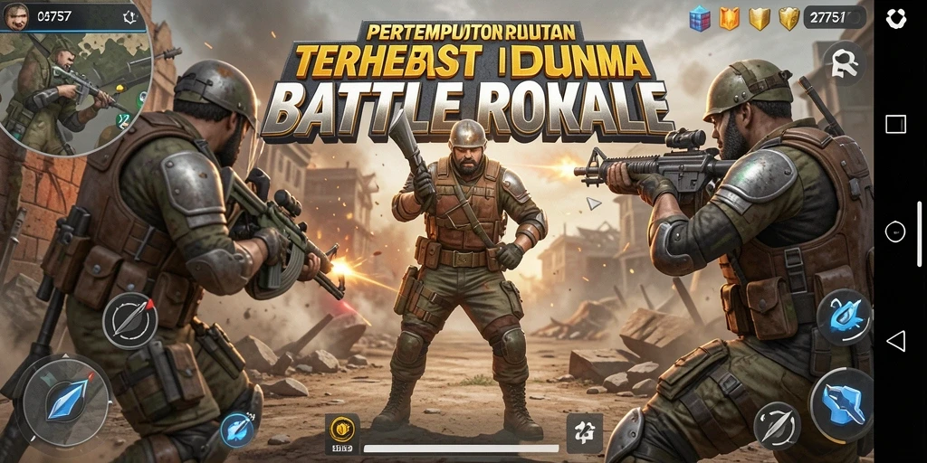 Gameplay menegangkan di Battle Royale 2757 saat bertarung untuk bertahan hidup.