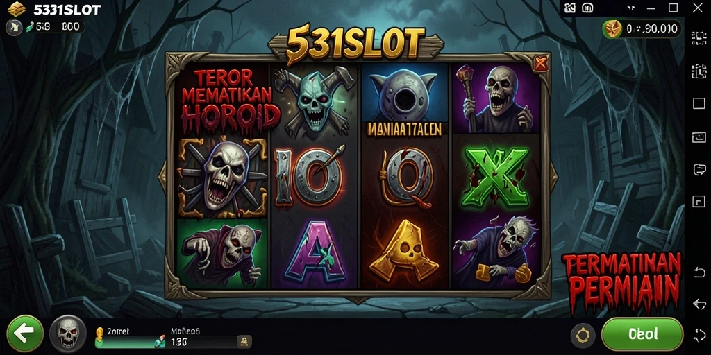 Tampilan gameplay menyeramkan dalam 531SLOT yang menegangkan.