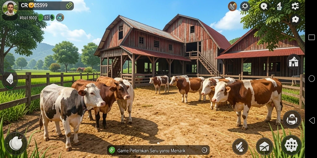 Tampilan screenshot gameplay CRS99 dengan aktivitas bertani yang menarik.