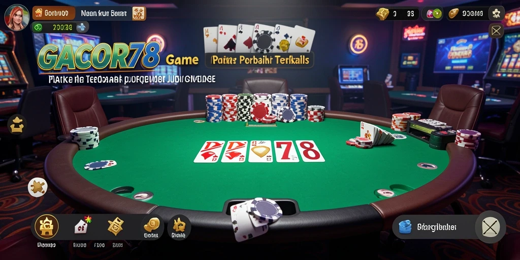 Screenshot utama GACOR78 menampilkan aksi seru dalam permainan Poker.
