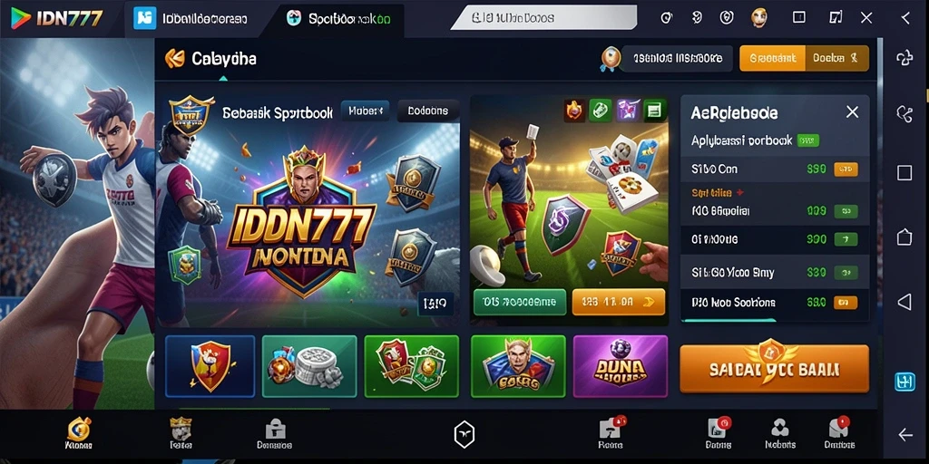 Tampilan gameplay IDN777 dengan fitur Sportsbook yang menarik.
