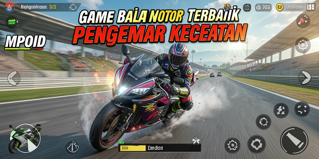 Screenshot gameplay MPOID menunjukkan aksi balap motor mendebarkan.