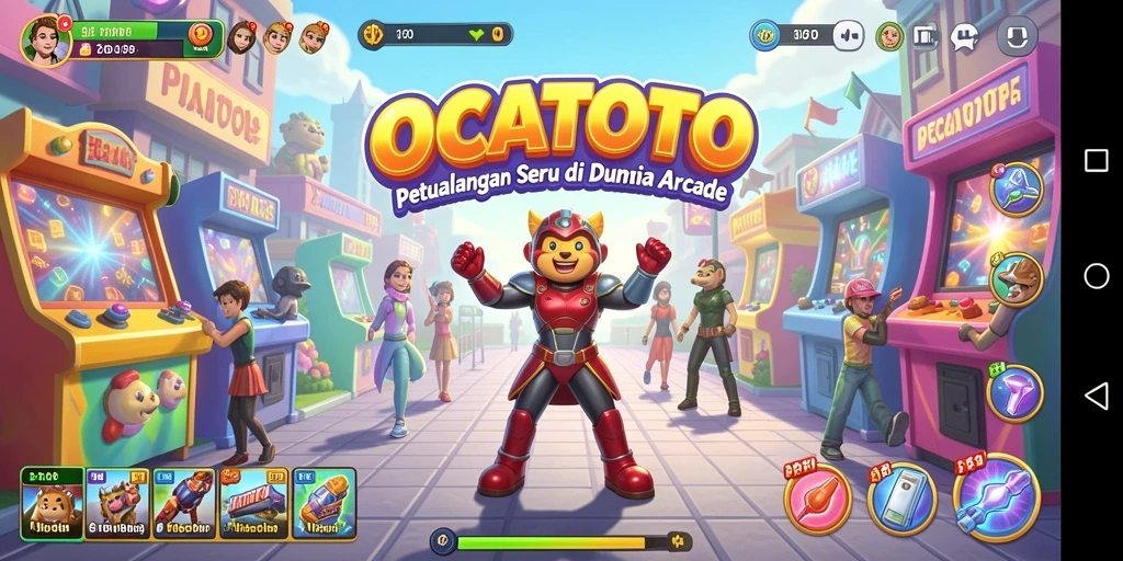 Screenshot gameplay OCATOTO yang menunjukkan aksi seru di dunia Arcade.